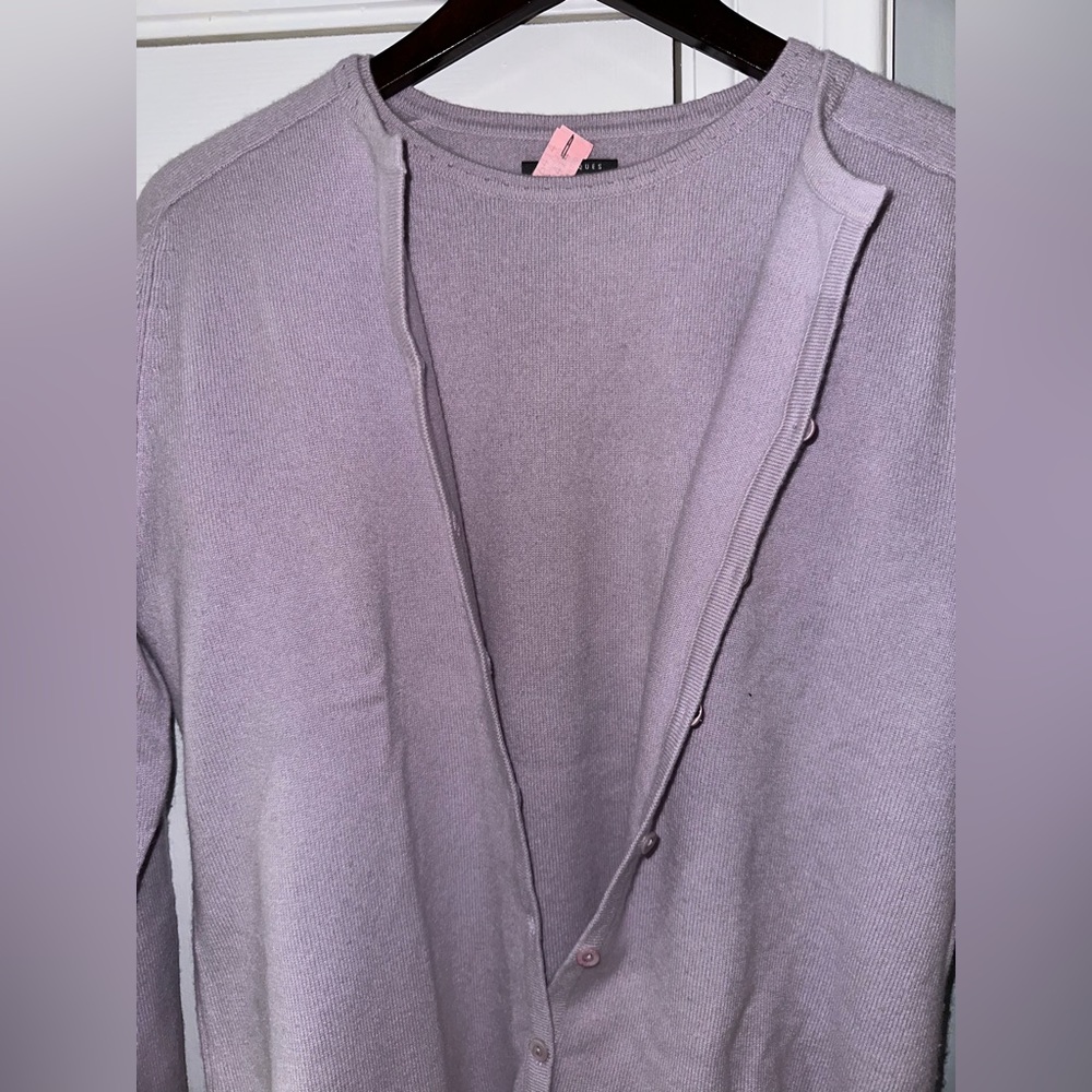 CLASSIQUE ENTIER, LAVENDER, WOMEN’S CASHMERE LUXURY SHIRT/SWEATER SET    Size: L